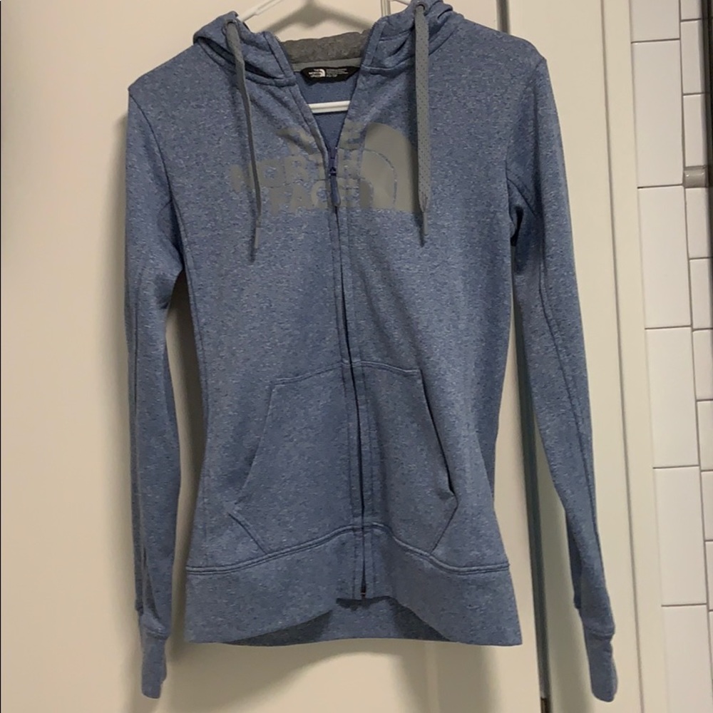 blue north face jacket